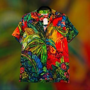 Robert Graham Womens Short Sleeve Button Down Sill Camp Shirt